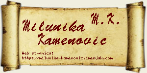 Milunika Kamenović vizit kartica